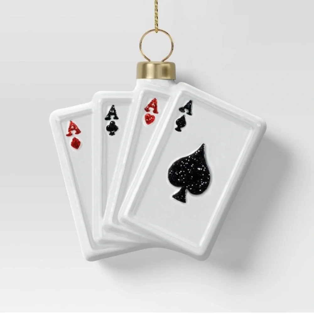 ❤️ WONDERSHOP CHRISTMAS GIFT WHISKEY POKER PLAYING CARDS ORNAMENT NEW 3 PC SET